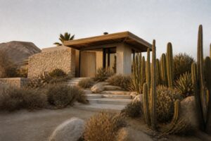 descubre esta casa pequeña y moderna, un santuario en el desierto situado en uno de los pueblos más encantadores de méxico. perfecta para quienes buscan tranquilidad y estilo en un entorno único.