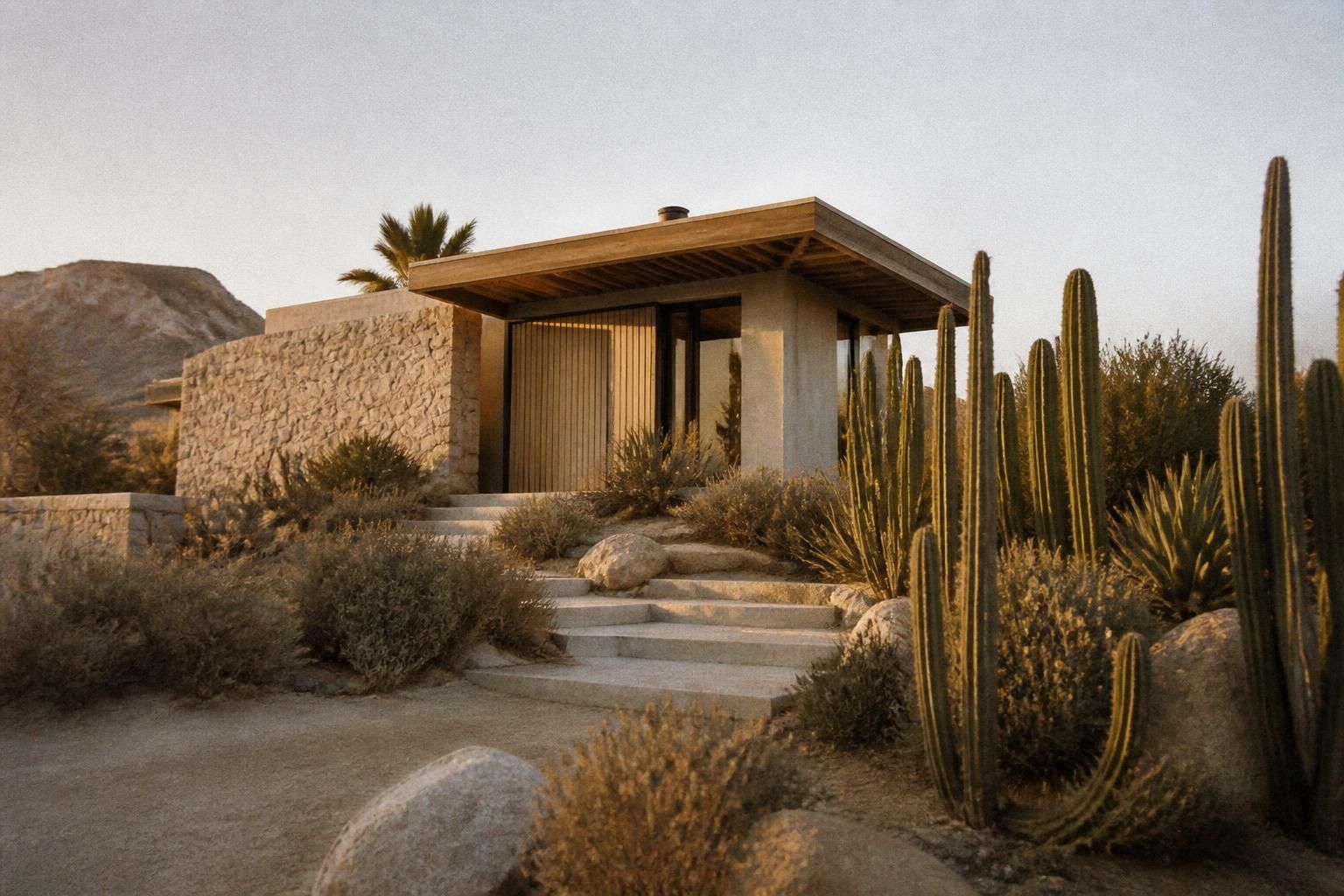 descubre esta casa pequeña y moderna, un santuario en el desierto situado en uno de los pueblos más encantadores de méxico. perfecta para quienes buscan tranquilidad y estilo en un entorno único.