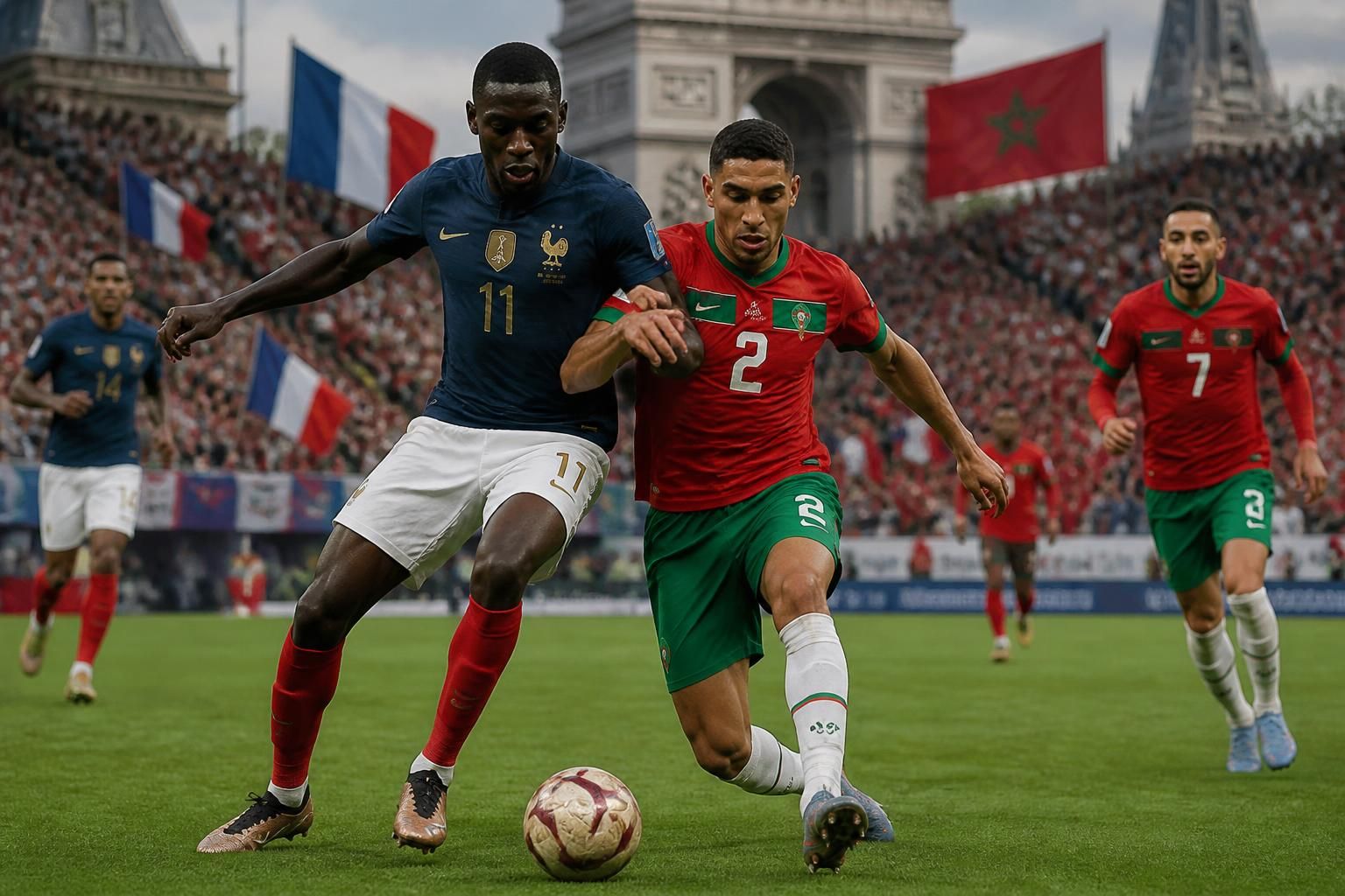 descubre el emocionante duelo de cuartos de final entre francia y marruecos, una rivalidad marcada por su rica historia compartida y el orgullo de sus naciones.