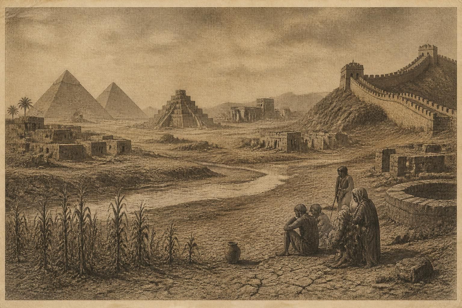 descubre cómo la megasequía de hace 4.200 años puso en peligro la supervivencia de las cuatro grandes civilizaciones del mundo antiguo y sus adaptaciones ante este desafío climático monumental.