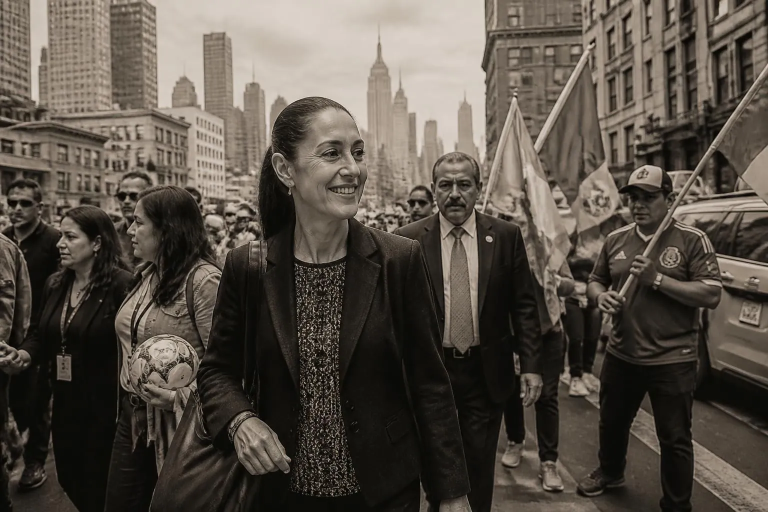 sheinbaum llega a nueva york para vivir la intensa emoción de la final de la copa del mundo, disfrutando del evento deportivo más esperado del año.