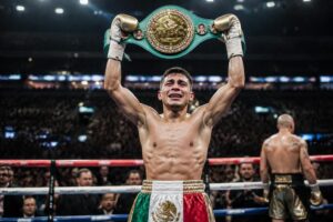 camarón zepeda logra el campeonato ligero del cmb tras una espectacular victoria sobre roach, consolidándose como nuevo campeón mundial.