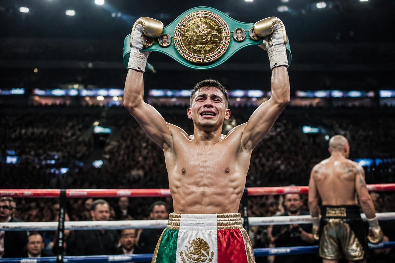 camarón zepeda logra el campeonato ligero del cmb tras una espectacular victoria sobre roach, consolidándose como nuevo campeón mundial.