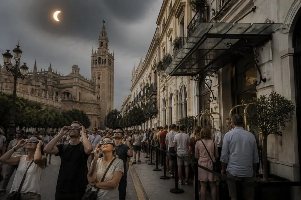 el eclipse solar impulsa un aumento histórico en las reservas de alojamiento en españa, que se disparan un 500 %, reflejando el gran interés por este fenómeno astronómico.