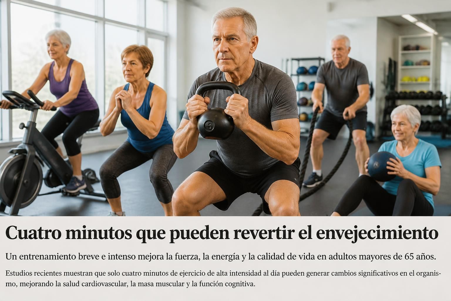 descubre un entrenamiento de solo cuatro minutos diseñado para mayores de 65 años que puede revertir el envejecimiento y mejorar la salud en poco tiempo.