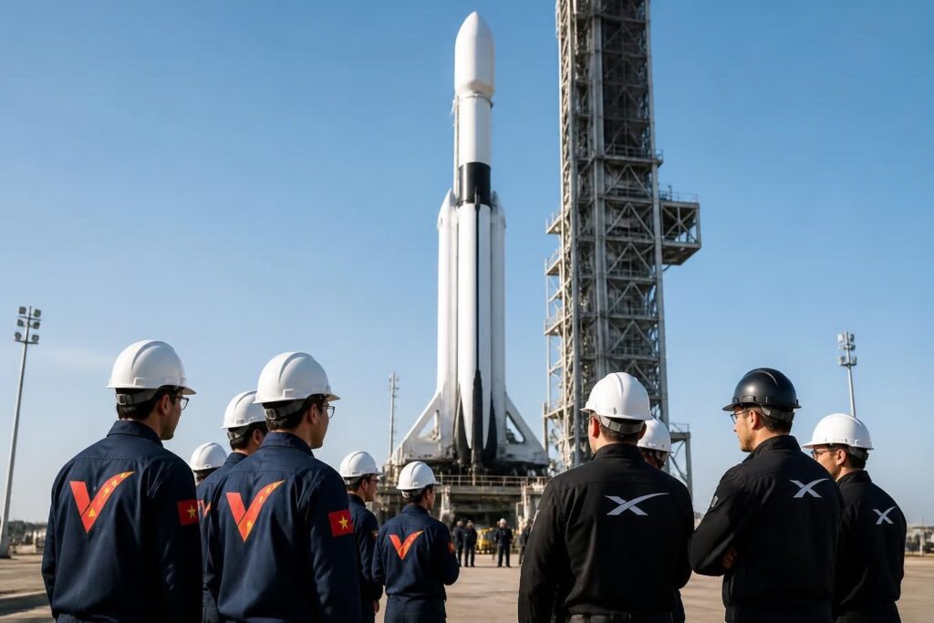 vinspace de vietnam y spacex de elon musk se unen para lanzar su primer satélite conjunto, marcando un hito en la colaboración espacial internacional.