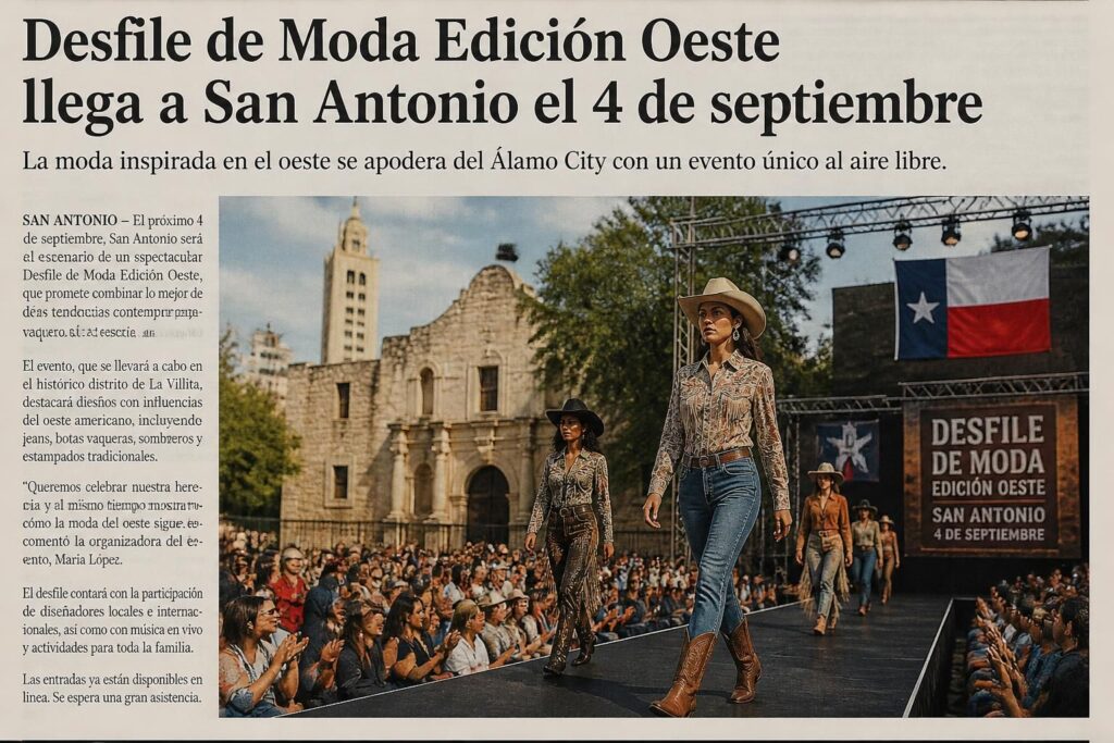 el desfile de moda edición oeste llega a san antonio el 4 de septiembre, presentando las últimas tendencias y diseños exclusivos de la región.