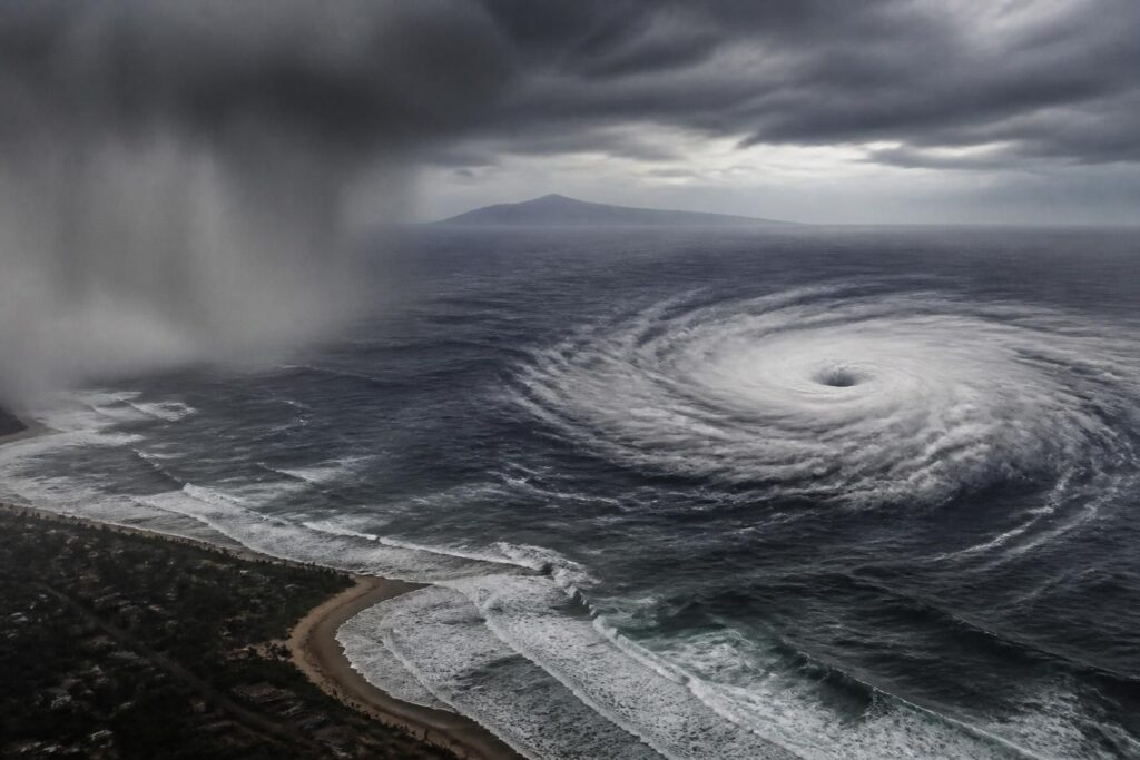 el huracán polo en alta mar provoca lluvias intensas en la costa de méxico, mientras el huracán nolo se acerca peligrosamente a hawái, alertando a las comunidades locales.