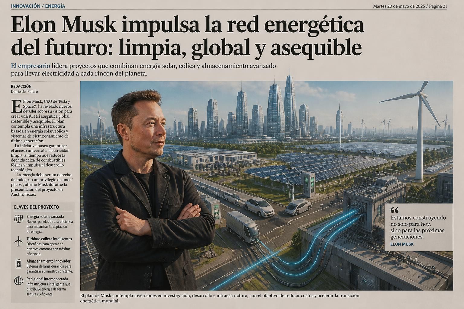 descubre la visión de elon musk para crear una red energética asequible y revolucionaria que podría transformar el futuro de la energía sostenible.